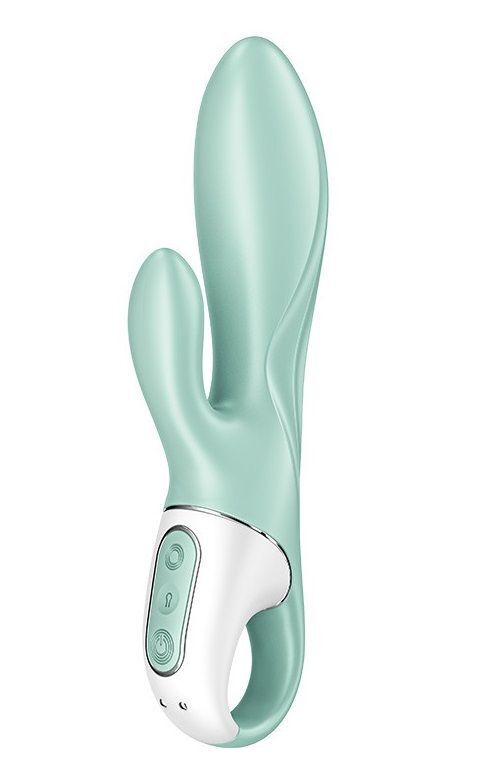 Зеленый вибратор-кролик Satisfyer Air Pump Bunny 5+ с функцией расширения - 20,4 см.